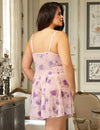 Plus Size Floral Mesh Babydoll Lingerie Set