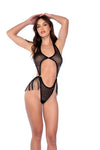 Rhinestone Fringe Mesh Bodysuit by Mapale at Love It Curvy