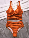 Love It Curvy Black Twist Front High Waist Bikini Set with Tummy Control