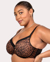 Curvy Couture Sheer Mesh Full Coverage Unlined Underwire Bra in Designer Leopard