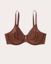 Curvy Couture Sheer Mesh Full Coverage Unlined Underwire Bra in Chocolate Nude