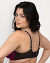 Curvy Couture Sheer Mesh Full Coverage Unlined Underwire Bra in Dramatic Roses