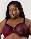 Curvy Couture Sheer Mesh Full Coverage Unlined Underwire Bra in Dramatic Roses
