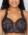 Curvy Couture Luxe Lace Wireless Bra in Black Hue W/ Ballet Fever