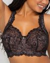 Curvy Couture Luxe Lace Wireless Bra in Black Hue W/ Ballet Fever
