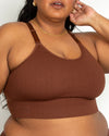 Curvy Couture Smooth Seamless Comfort Wireless Longline Bra in Chocolate Nude