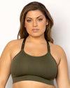 Curvy Couture Smooth Seamless Comfort Wireless Longline Bra in Olive Night