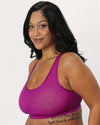 Curvy Couture Sheer Mesh Wireless Bralette in Cosmo Pink