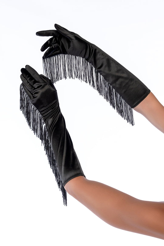Satin Fringe Opera Gloves by Mapale at Love It Curvy