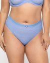 No-Show Lace High Cut Brief - Denim Blue