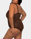 Curvy Couture Sheer Mesh Bodysuit in Designer Leopard