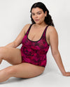 Curvy Couture Sheer Mesh Bodysuit in Dramatic Roses