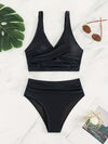 Love It Curvy Black Twist Front High Waist Bikini Set with Tummy Control