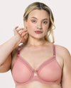 Curvy Couture Sheer Mesh Full Coverage Underwire Bra with Geometric Trim in Wisteria