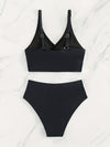 Love It Curvy Black Twist Front High Waist Bikini Set with Tummy Control
