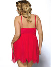 Red Flirty Lace And Microfiber Plus Size Babydoll - Love It Curvy