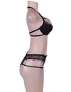 Plus Size Black Halter Sexy Bra Set With Eyelash - Love It Curvy