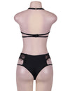 Plus Size Black Halter Sexy Bra Set With Eyelash - Love It Curvy
