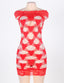 Plus Size Off Shoulder Fence-Net Red Bodystocking in red - Love It Curvy