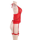 Plus Size Sheer Mesh Halter Babydoll Lingerie Set in white-1 - Love It Curvy