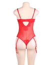 Queen Size Eyelash Lace Teddy Lingerie in red - Love It Curvy