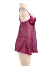 Classy Plus Size Velvet Underwired Sheer Mesh Babydoll - Love It Curvy