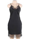 Plus Size Fashion Silk Satin Lace Pajama in black - Love It Curvy