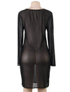 Plus Size Black Sexy Fashion Perspective Gauze Long Sleeve Women Dress | Love it Curvy on model