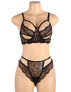 Love It Curvy: Charm Lace Underwire Lingerie Set Sheer Bra And Panty Comfort Underwear in black - Love It Curvy