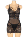 Plus size lace babydoll with adjustable shoulder straps in red, image 2