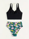 Love It Curvy Black Twist Front High Waist Bikini Set with Tummy Control