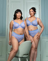 No-Show Lace High Cut Brief - Denim Blue