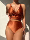 Love It Curvy Black Twist Front High Waist Bikini Set with Tummy Control