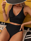Love It Curvy Black Twist Front High Waist Bikini Set with Tummy Control