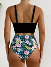 Love It Curvy Black Twist Front High Waist Bikini Set with Tummy Control
