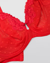 Curvy Couture Sheer Whisper Full Coverage Unlined Underwire Bra in Diva Red