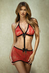Love It Curvy Lace Top & Matching Skirt Fishnet Dress with Thong