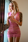 Love It Curvy Darling Multi Net Fishnet Dress with Thong