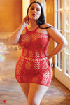 Love It Curvy Corset Fishnet Dress with Thong