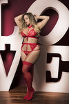Plus Size Passionate Lace Teddy with Choker and Thong by Mapale at Love It Curvy