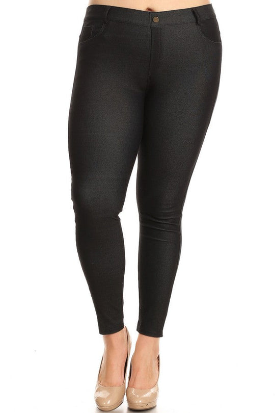 Love It Curvy Plus Size Cotton-Blend 5-Pocket Skinny Jeggings