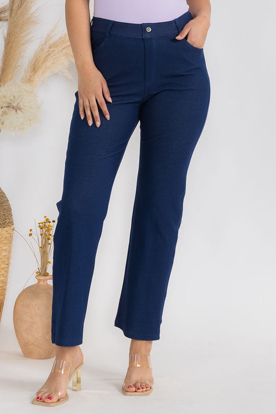 Love It Curvy Plus Size Women's Classic Solid Straight Leg Jeggings