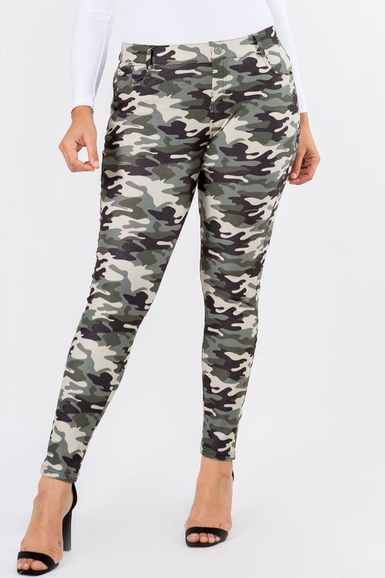 Love It Curvy Plus Size Women's Camouflage 5-Pocket Cotton Blend Jeggings