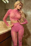 Tough Rose Mock Neck Two-Piece Lingerie Set | Love It Curvy