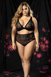 Plus Floral Print Triangle Top and Panty Set by Mapale at Love It Curvy