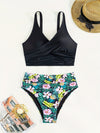 Love It Curvy Black Twist Front High Waist Bikini Set with Tummy Control