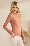 Love It Curvy Seamlessly Soft Ribbed Modal Mock Neck Long Sleeve Top