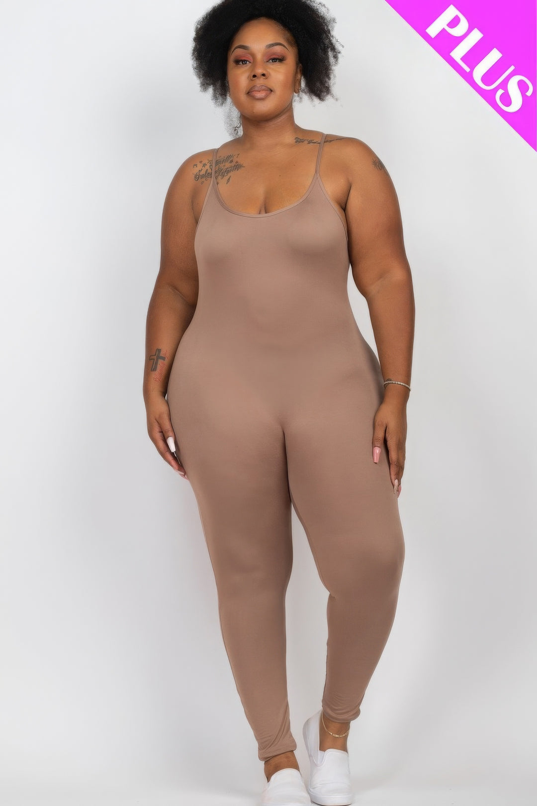 Plus Size Solid Bodycon Cami Jumpsuit - Love it Curvy