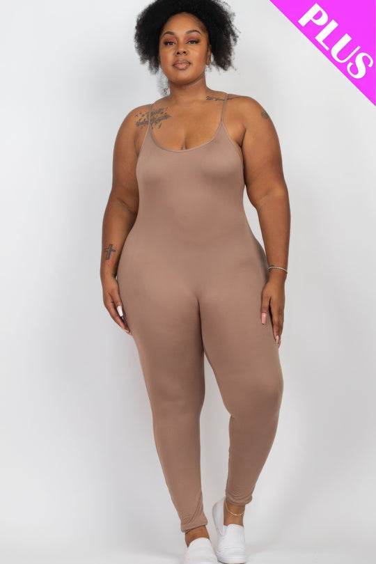 Plus Size Solid Bodycon Cami Jumpsuit - Love it Curvy
