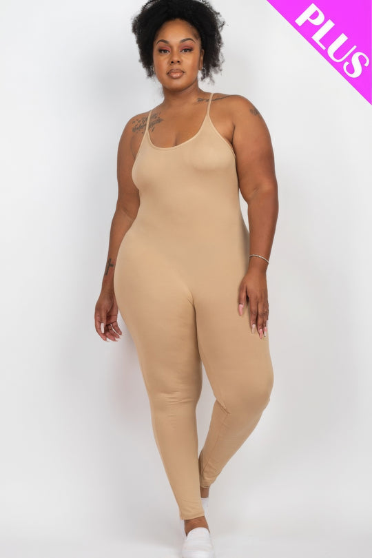 Plus Size Solid Bodycon Cami Jumpsuit - Love it Curvy